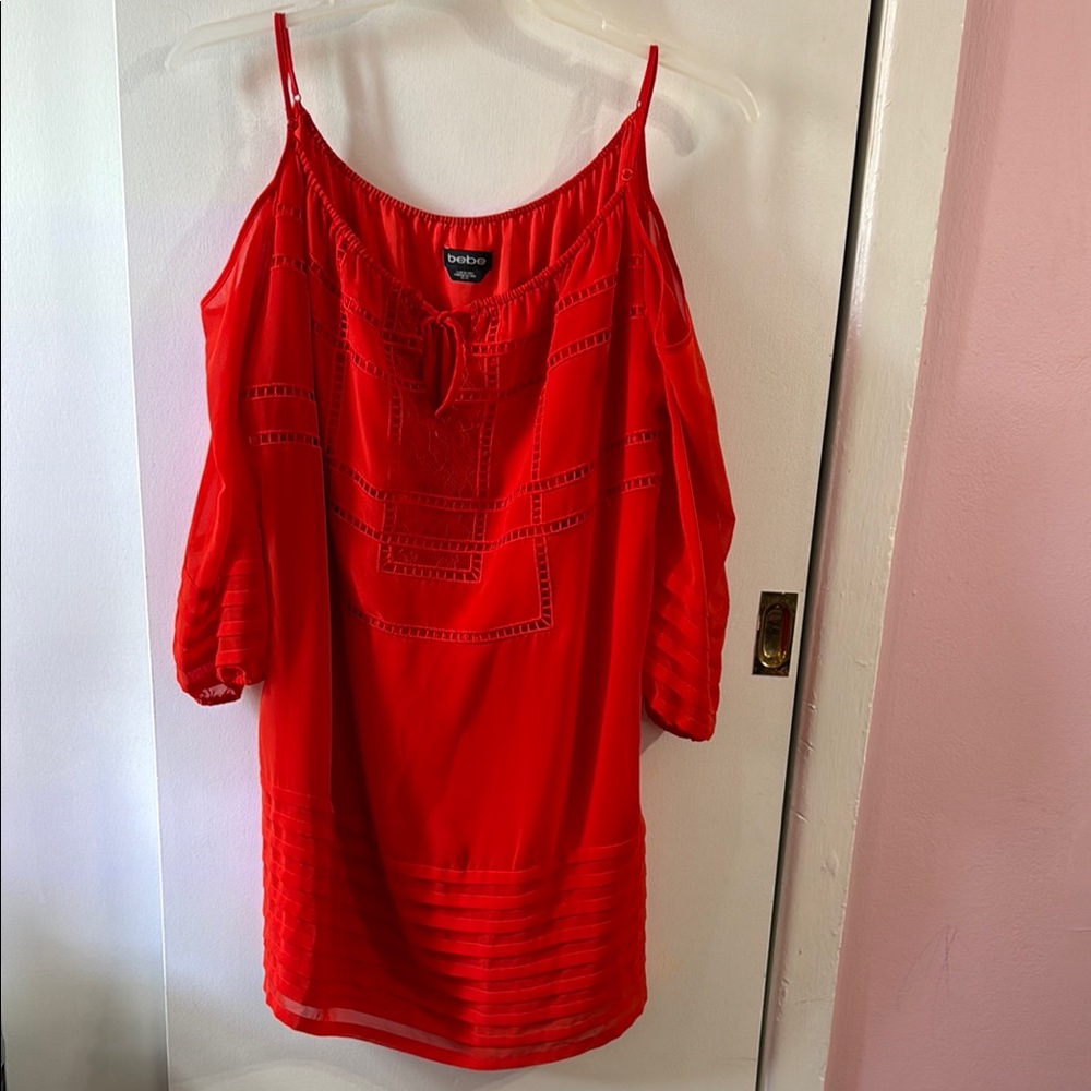 Bebe Red Off-Shoulder Dress